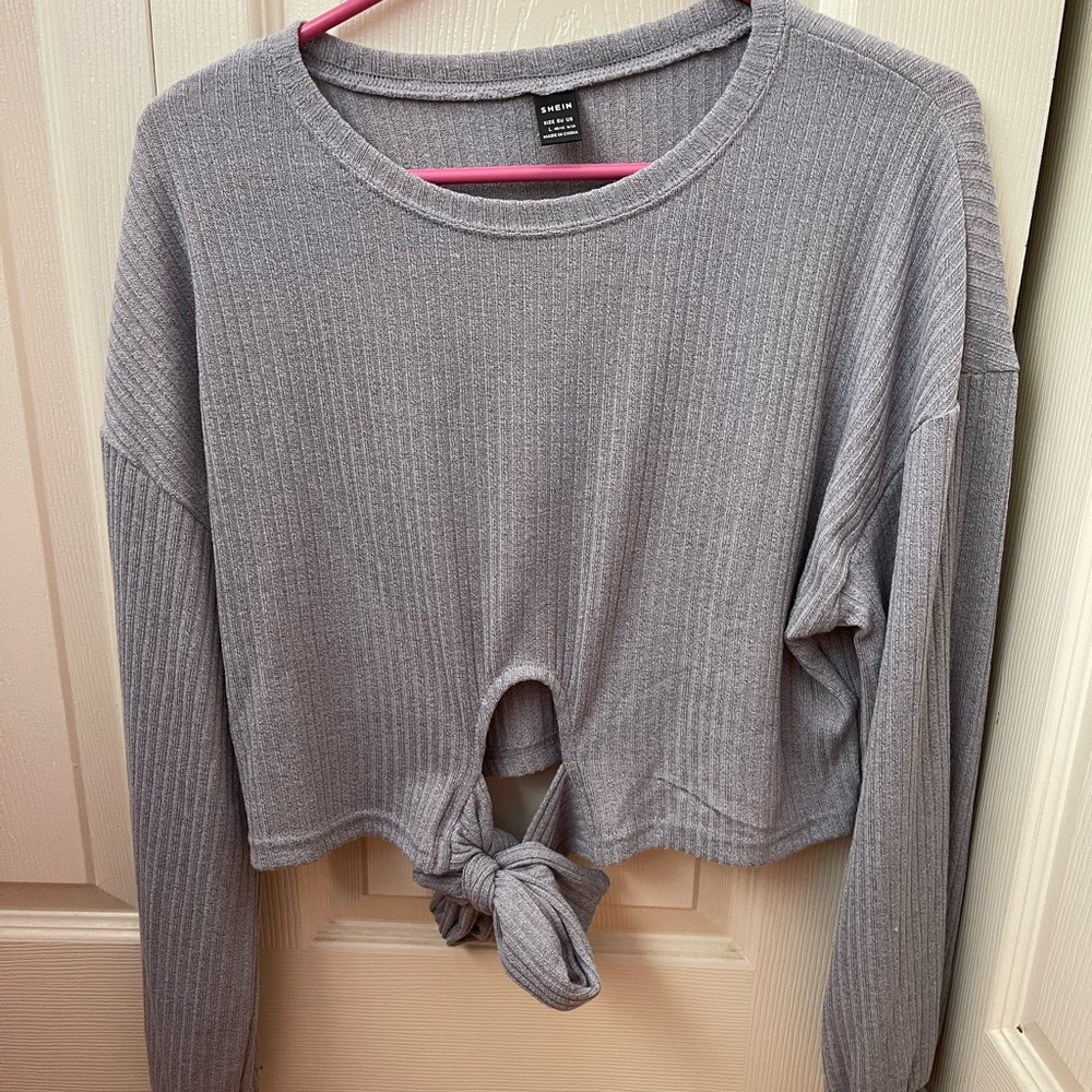 Shein Long Sleeve Knot Top
